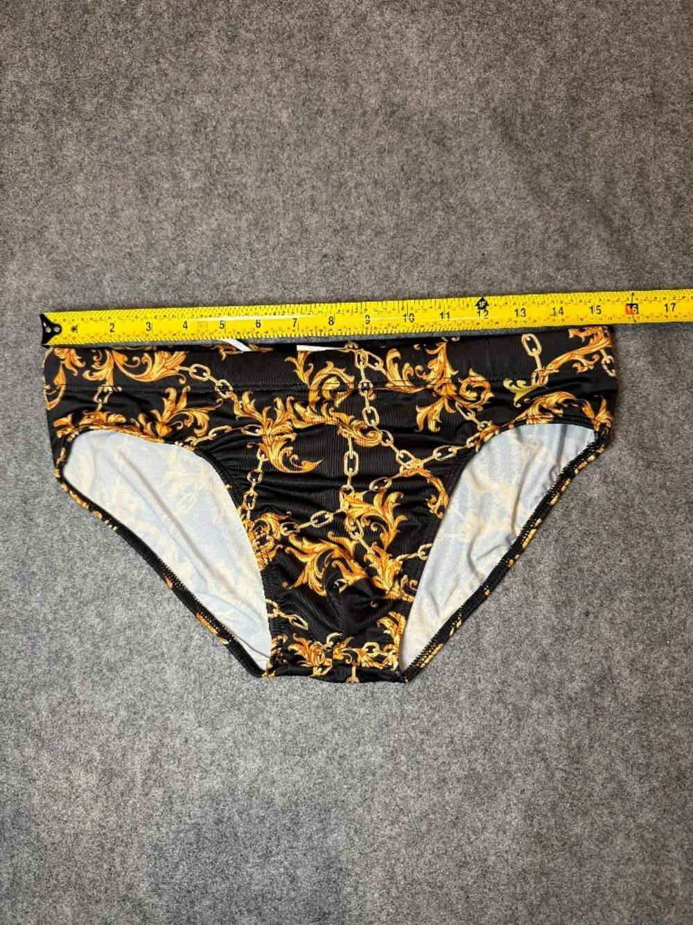 OBEACHSPORT Black Gold Baroque Chain Men’s Swim Brief XL
